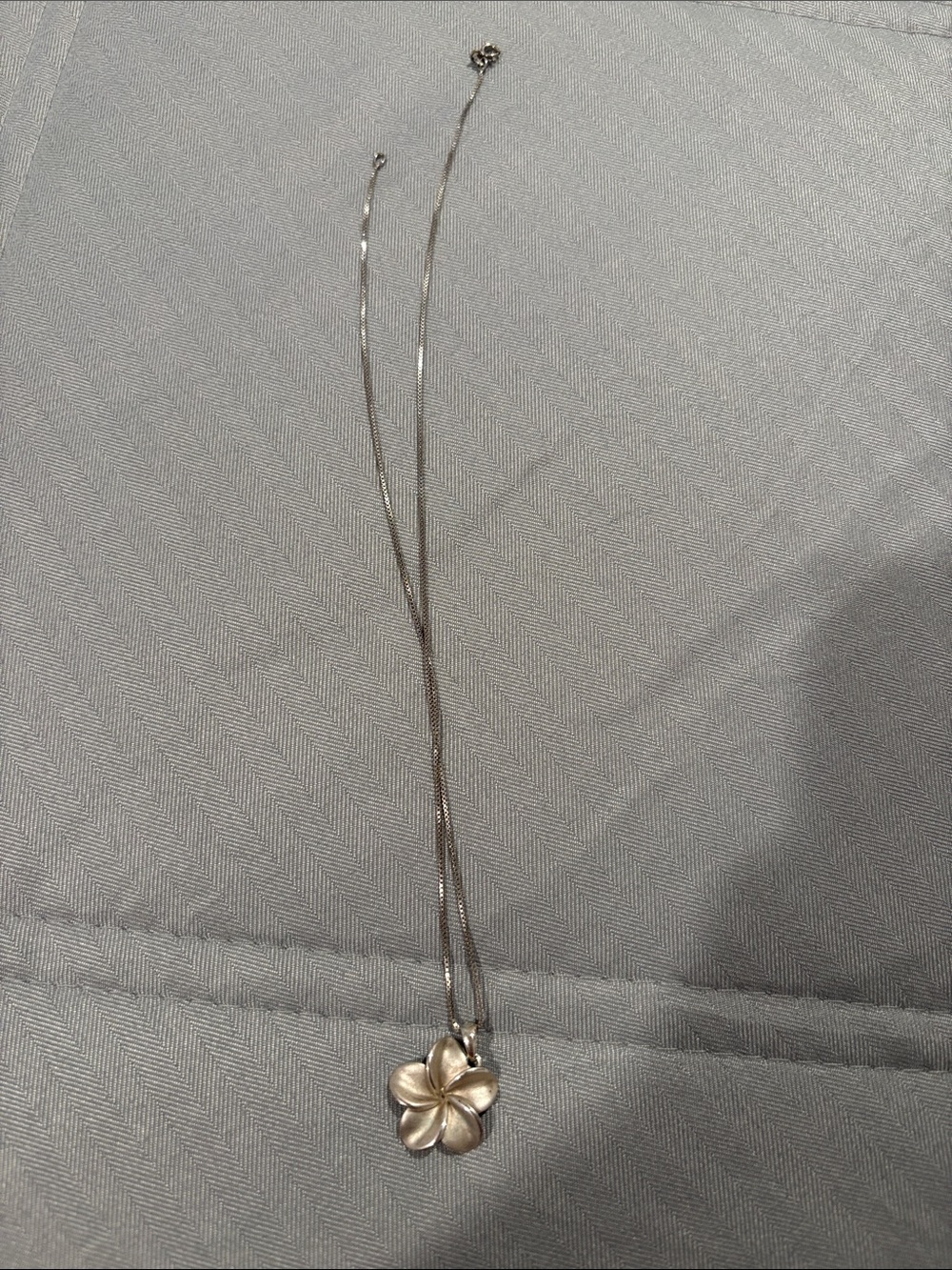 Delicate Silver Plumeria Flower Necklace